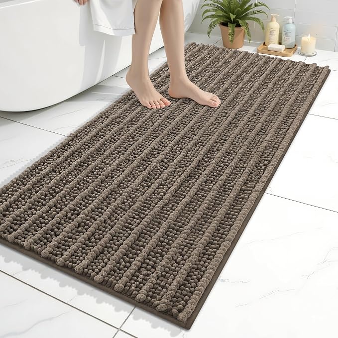 Arotive Bathroom Rugs Mat 47x24, Soft Absorbent Chenille Shaggy Bath Mat | Camel, Machine Wash Dry, Bath Rugs for Bathroom Floor, Tub and Shower, Home Decor Accessories