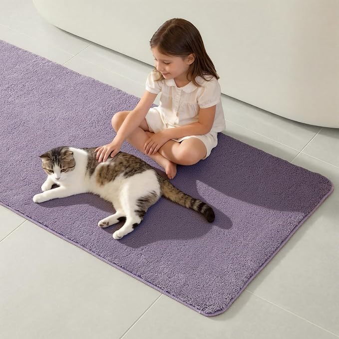 TYUU Toilet Rug, Ultra Soft Toilet Rugs U Shaped Machine Washable Non Slip Absorbent Quick Dry Toilet Mat with Rubber Backing, Lavender 20" x 24" U Shape