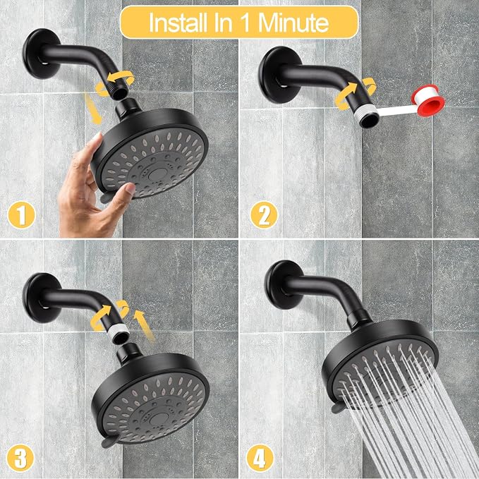 AISOSO High Pressure Rain Shower Head 2PCS 5 Modes 4.1" Oil Rubbed Bronze | Low Water Pressure Compatible, Powerful Spray Fixed Showerhead for a Relaxing Indoor & Outdoor Shower