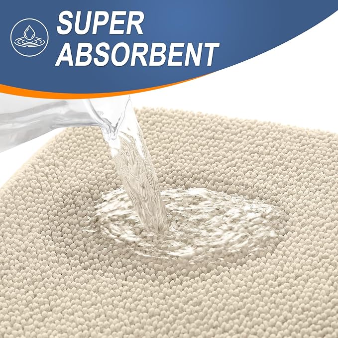 OLANLY Thick Memory Foam Bathroom Rugs 30x20, Soft Absorbent Bath Mat, Sand | Quick Dry Bath Rugs, Non-Slip Carpet, Machine Washable Mats for Bathroom Floor, Tub and Shower, Home Decor Accessories