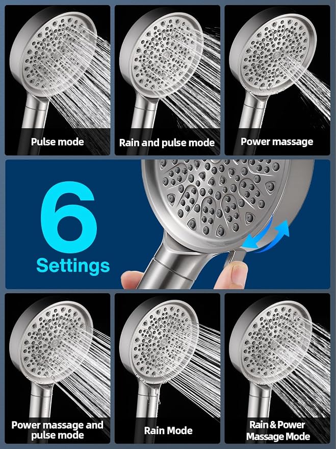 Cobbe Filtered Shower Head with Handheld - Filters Over 99% Of Chlorine | 2.0 Carbon Shower Head Filter System - Water Softener Filters Beads for Hard Water - Reduces Dry Itchy Skin, Brushed Nickel