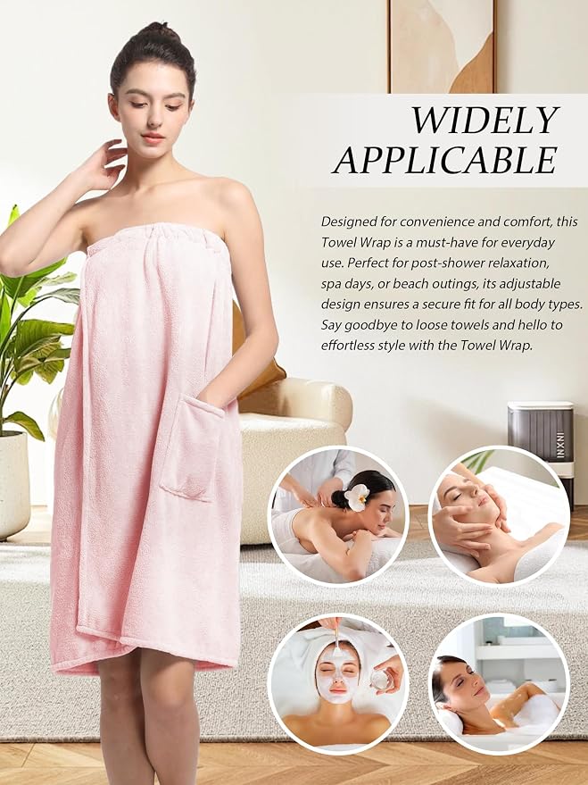 Women'S Soft Wrap Towel Full Length，Bath Robe After Shower Female Plush Long，Spa Bathrobes Lightweight With Pockets