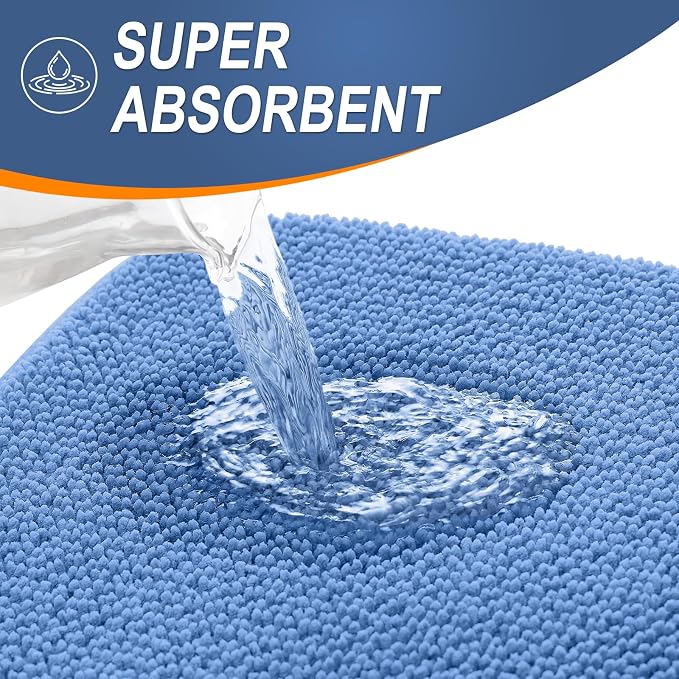 OLANLY Memory Foam Bathroom Rugs 36x24, Absorbent Bath Mat, Cornflower Blue | Soft Quick Dry Bath Rugs, Non-Slip, Machine Washable Carpet for Bathroom Floor, Tub and Shower, Home Decor Accessories
