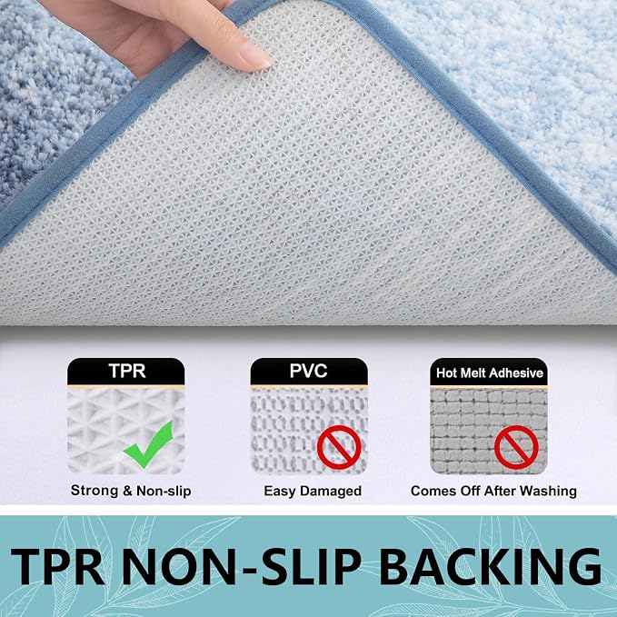 Arotive Microfiber Bathroom Rugs, Shaggy Soft Absorbent Bath Rug, 44x24 | LightBlue, Rubber Backing Thick Plush Machine Washable Dry Bath Mats for Bathroom, Tub and Shower, Rectangular