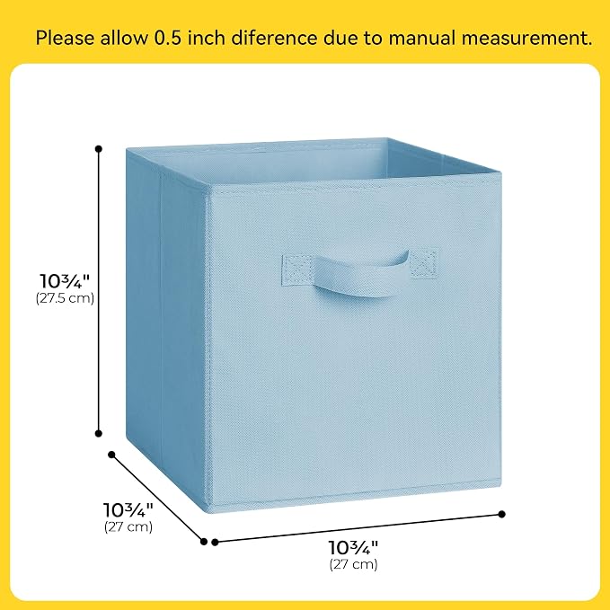Cupic Cupid 6-Pack 11x11 Cube Storage Bins, Fabric Bins, Pastel Colors | Foldable, Reinforced Front Handle, Holds Toys, Stuffed Animals, Clothes and More, Fits Shelves, Playroom, Nursery, Cubby