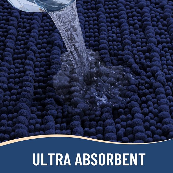 Arotive Bathroom Rugs Mat 47x32, Soft Absorbent Chenille Shaggy Bath Mat | Navy, Machine Wash Dry, Bath Rugs for Bathroom Floor, Tub and Shower, Home Decor Accessories
