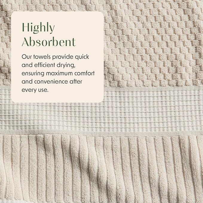 2 Pack Oversized Bath Towels 100% Cotton | Beige Towels | Oeko‑TEX Standard 100 | Soft & Absorbent, Quick‑Dry | Trinity Collection - Sand