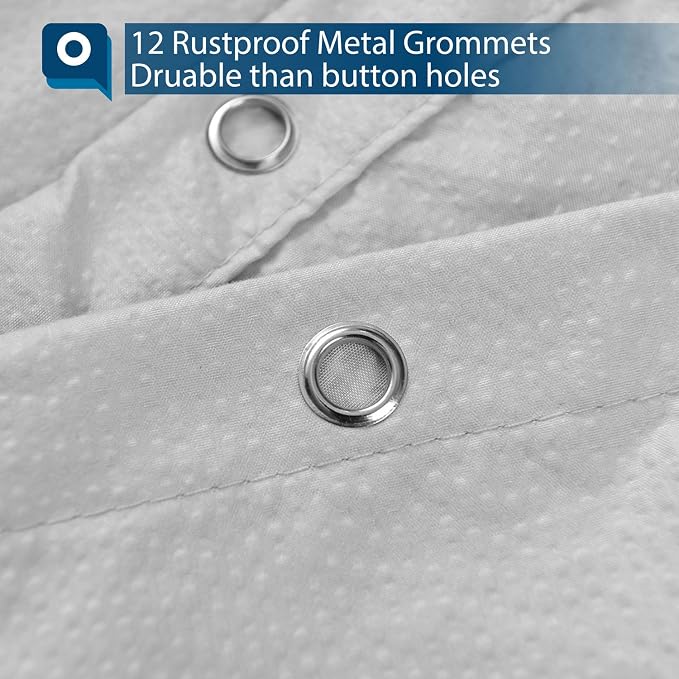Barossa Design Soft Microfiber Fabric Shower Liner or Curtain Silver Grey | Hotel Quality, Machine Washable, Water Repellent 70W x 72H Lightweight Cloth Shower Curtain for Bathroom/Tub