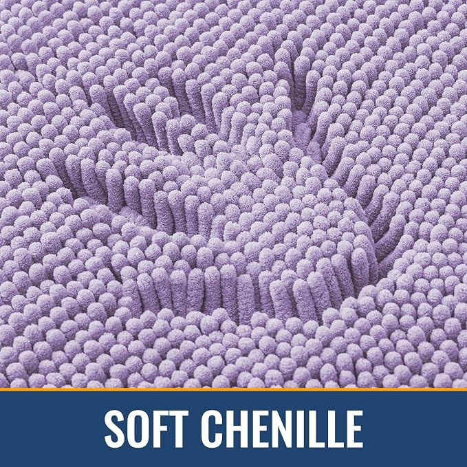 Arotive Bathroom Rugs 36x24, Soft Absorbent Shaggy Chenille Bath Rugs | Lavender, Machine Washable Rubber Backing Bath Mats for Bathroom Floor Tub and Shower Home Decor Accessories