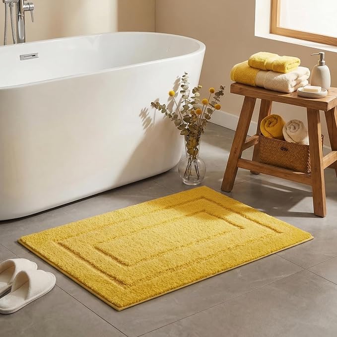 GRANNY SAYS Yellow Bathroom Rug 36" x 24", Non-Slip Microfiber Bath Mat | Ultra-soft, durable TPR backing for reliable grip, fast water absorption, machine washable for Vanity, Shower, Tub