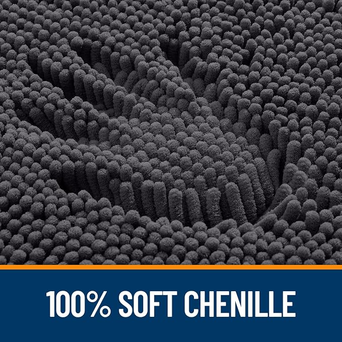 OLANLY Bathroom Runner Rugs 59x24, Extra Soft Absorbent Chenille Bath Rugs | Dark Grey, Quick-Drying Rubber Backing, Washable Long Bath Mat for Bathroom Floor, Tub and Shower, Home Decor Accessories