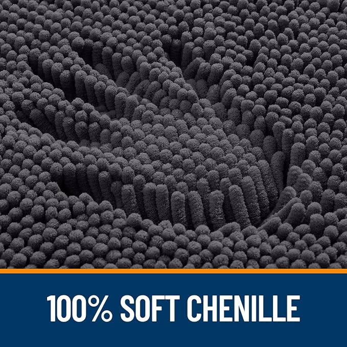 OLANLY Bathroom Runner Rugs 40x24, Extra Soft Absorbent Chenille Bath Rugs | Dark Grey, Quick-Drying Rubber Backing, Washable Long Bath Mat for Bathroom Floor, Tub and Shower, Home Decor Accessories