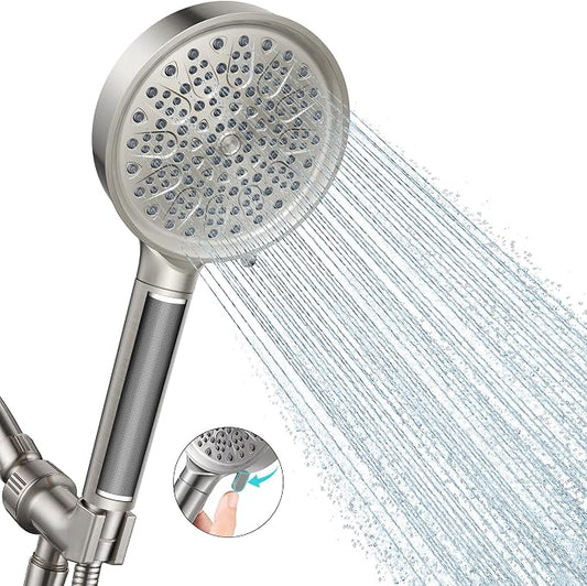 Cobbe Filtered Shower Head with Handheld - Filters Over 99% Of Chlorine | 2.0 Carbon Shower Head Filter System - Water Softener Filters Beads for Hard Water - Reduces Dry Itchy Skin, Brushed Nickel