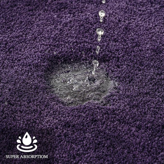 MIULEE Dark Purple Bathroom Rugs Soft Microfiber Bath Mat 20x30 Inch | Absorbent, Non Slip, Quick Dry, Fluffy Bath Rugs for Bathroom Floor Tub Showers, Machine Washable