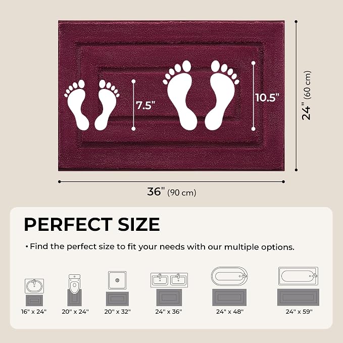 GRANNY SAYS Strawberry Red Bathroom Rug 24" x 36", Non-Slip Bath Mat | Ultra-soft, durable TPR backing for reliable grip, fast water absorption, machine washable for Vanity, Shower, Tub