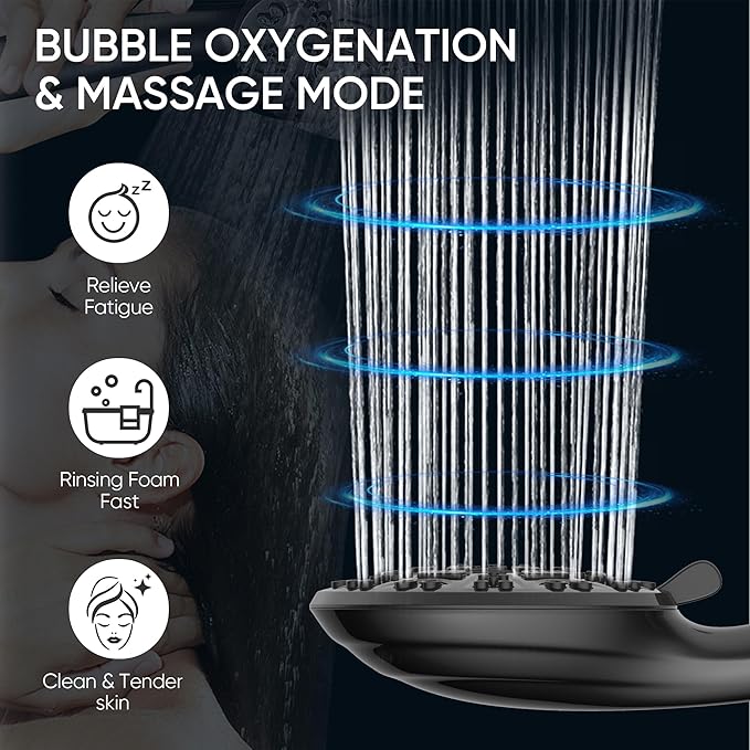 Cobbe 8-Setting Handheld Shower Head, Water-Saving Design, Matte Black | Trickle Pause Mode, 5ft Stainless Steel Hose, Brass Swivel Bracket, Tool-Free Installation