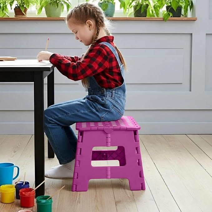 Utopia Home Folding Step Stool 9 Inch, Anti-Slip, Purple, 1-Pack | 9-inch foldable step stool with anti-slip surface, built-in handle, and 300 lbs support for safe home use.