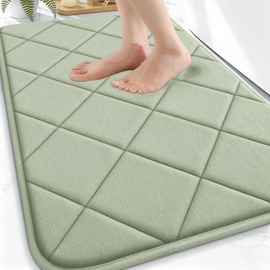 OLANLY Memory Foam Bath Mat 30x20, Ultra Soft and Absorbent Bathroom Rugs | Sage Green, Quick Dry, Machine Washable Shower Bath Rugs, Comfortable Bath Carpet for Bathroom Floor, Tub and Shower