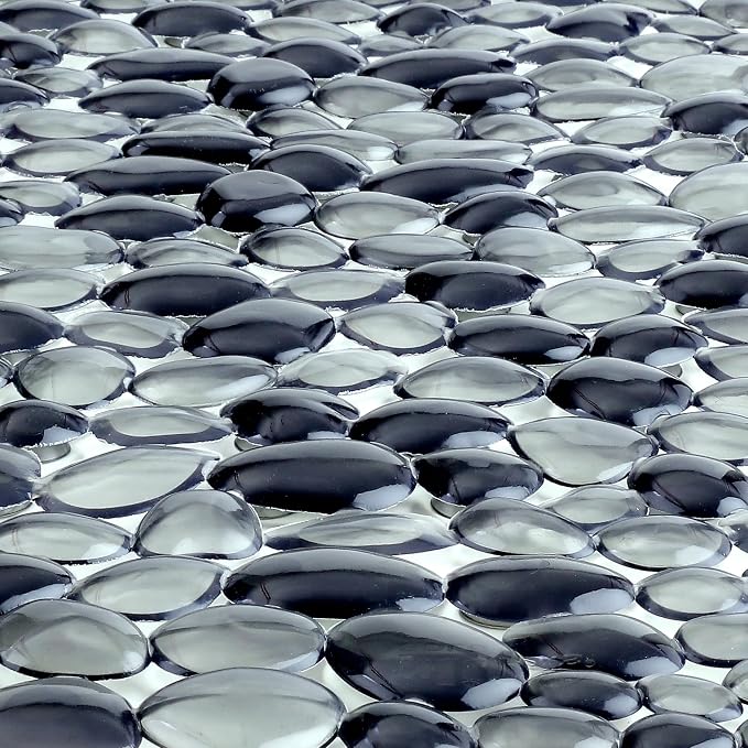 SlipX Solutions 38"x17" Pebble Non Slip Mat for Bath & Shower, Dark Gray | Foot Massaging Accupressure Bathtub Mat, River Rock Look, 188 Suction Cups, Machine Washable