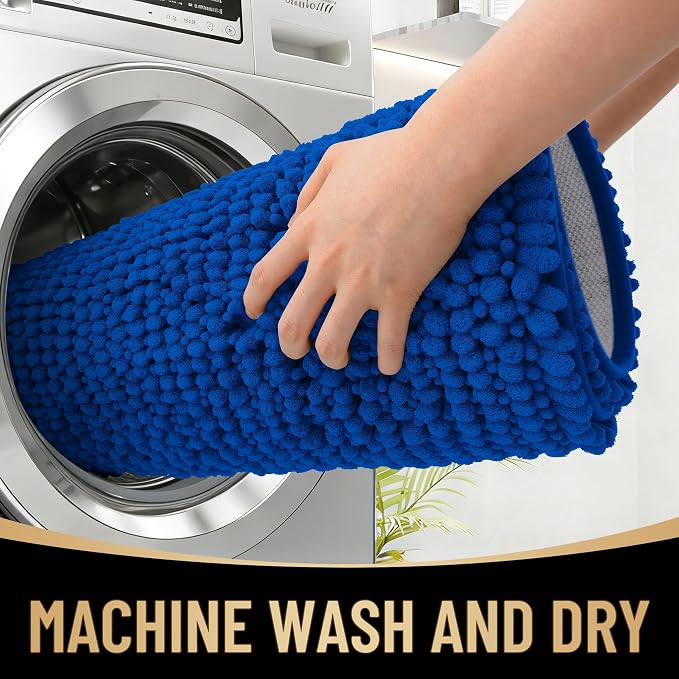 OLANLY Thick Chenille Absorbent Bathroom Rugs Mat 30x20, Royal Blue | Soft Bath Rugs, Rubber Backing, Machine Wash Dry, Bath Mats for Bathroom, Tub and Shower, Home Decor Accessories