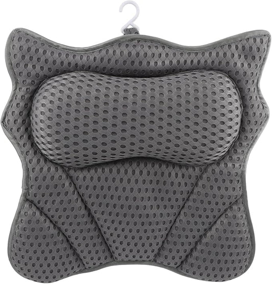 Bath Pillow,Ergonomic Bathtub Pillows for Tub Neck and Back Support,with 6 Powerful Suction Cups,Provide Shoulder and Back Relaxing,Bath Accessory,Fits All Types Bathtub(Grey)