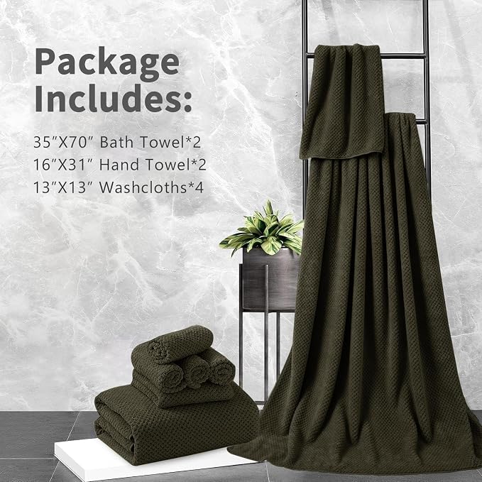 8 Piece Bathroom Towel Set Brown |2 Oversized Large Bath Towels Sheet,2 Hand Towels and 4 Washcloths| 600GSM Ultra Soft Luxury Premium Towel Set Highly Absorbent Quick Dry Hotel Towel Collection