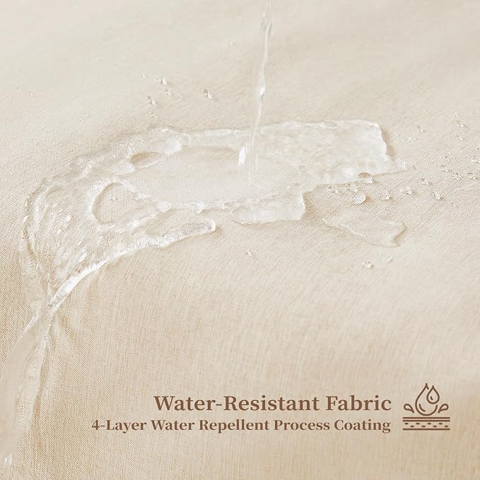 60x72 Boho Scalloped Linen Textured Cloth Shower Curtain, Beige/Cream | Narrow Size, 230GSM Waterproof Polyester, Heavy Duty Fabric, 10 Plastic Hooks, Chic Modern Farmhouse Style, Machine Washable