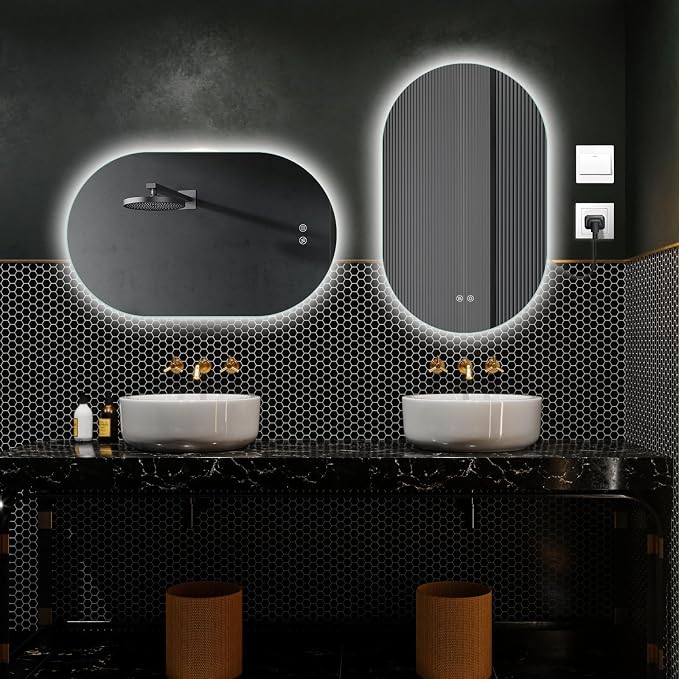 Niccy Oval LED Bathroom Vanity Mirror, 32x20inch Frameless Backlit Mirror with Light, Smart Anti-Fog Waterproof Mirror with Memory Function Dimmable Lighted Mirror