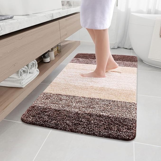 Arotive Microfiber Bathroom Rugs, Shaggy Soft Absorbent Bath Rug, 44x32 | Brown, Rubber Backing Thick Plush Machine Washable Dry Bath Mats for Bathroom, Tub and Shower, Rectangular