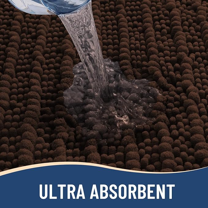 Arotive Bathroom Rugs Mat 60x24, Soft Absorbent Chenille Shaggy Bath Mat | Brown, Machine Wash Dry, Bath Rugs for Bathroom Floor, Tub and Shower, Home Decor Accessories