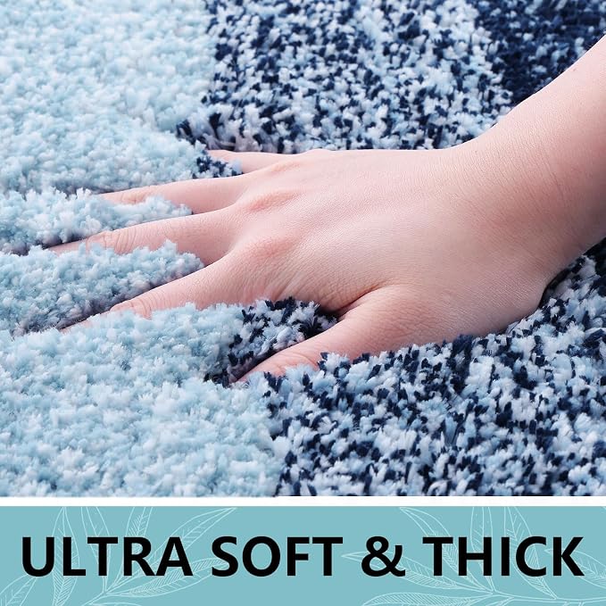 Arotive Microfiber Bathroom Rugs, Shaggy Soft Absorbent Bath Rug, 59x24 | DarkBlue, Rubber Backing Thick Plush Machine Washable Dry Bath Mats for Bathroom, Tub and Shower, Rectangular