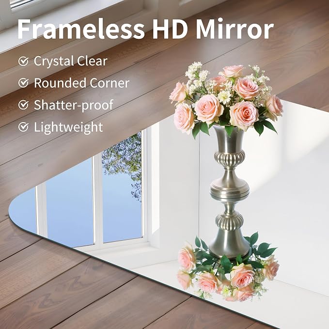 CILIBER Frameless Mirror, 30x30 Square Bathroom Mirrors for Wall Rounded Corner, Frameless Vanity Mirror Over Sink with Polished Edge, 3mm Tempered Glass, Decorative for Bedroom, Living Room, Entryway