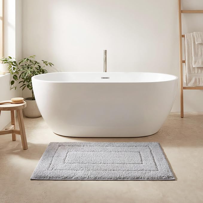 GRANNY SAYS Gray Bathroom Rug 36" x 24", Non-Slip Microfiber Bath Mat | Ultra-soft, durable TPR backing for reliable grip, fast water absorption, machine washable for Vanity, Shower, Tub