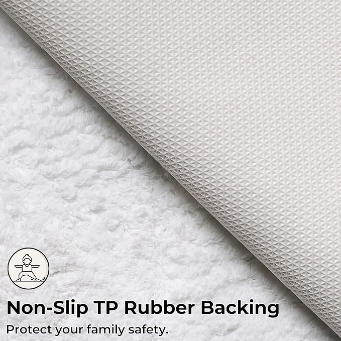 GRANNY SAYS White Bathroom Rug 20" x 32", Non-Slip Microfiber Bath Mat | Ultra-soft, durable TPR backing for reliable grip, fast water absorption, machine washable for Vanity, Shower, Tub