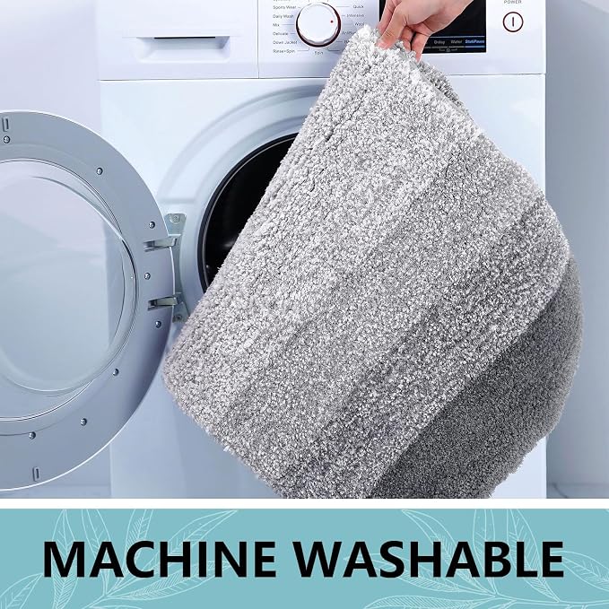 Arotive Microfiber Bathroom Rugs, Shaggy Soft Absorbent Bath Rug, 40x24 | Grey, Rubber Backing Thick Plush Machine Washable Dry Bath Mats for Bathroom, Tub and Shower, Rectangular