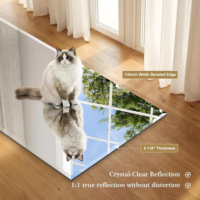 KOCUUY Beveled Mirror, 30x30 Inch Square Frameless Bathroom Mirror for Over Sink, Upgraded Shatterproof Beveled Unframed Design Mirror for Bathroom, Bedroom, Entryway, Hang Horizontal/Vertical