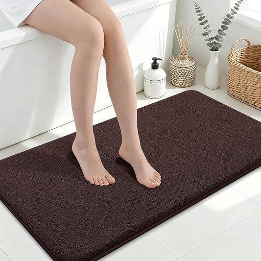 Smiry Memory Foam Bath Mat 44x24, Extra Soft Absorbent Bathroom Rugs | Brown Quick Dry, Machine Washable Bath Mats for Bathroom, Shower, Tub and Home Decor Accessories