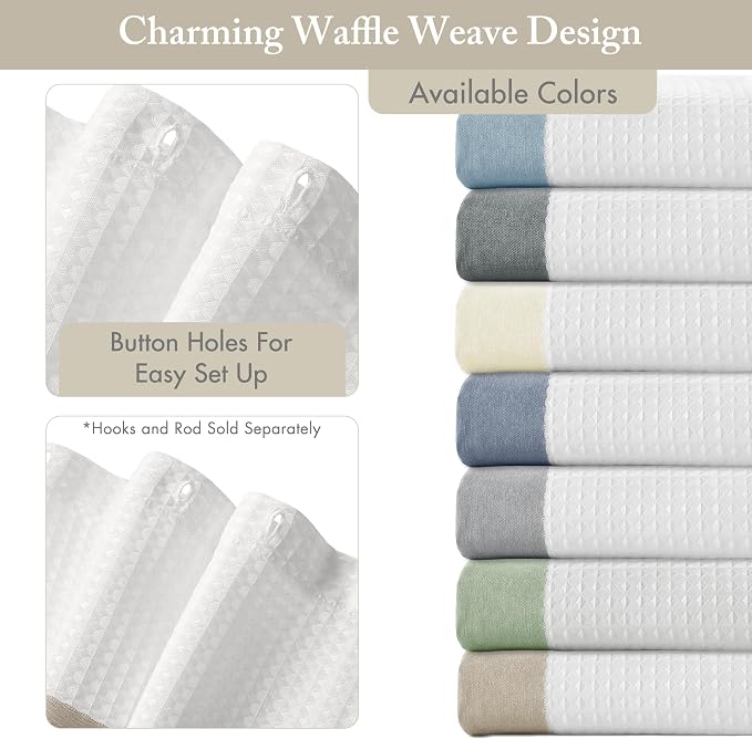 Madison Park Spa Waffle Shower Curtain for Bathroom, 72 x 72, Taupe | Striped, Pieced Fabric Design, 3M Scotchgard Moisture Management, Hotel Quality, Modern, for Bathroom, OEKO-TEX Certified