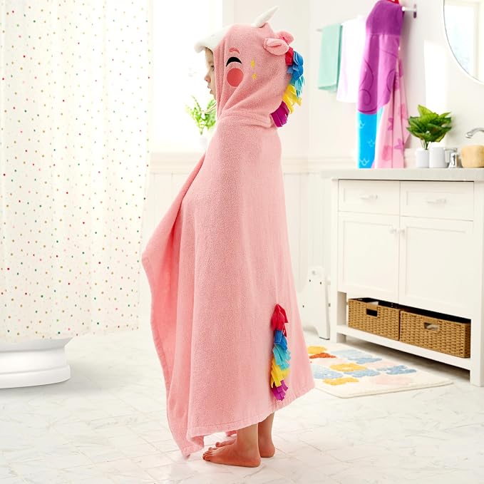 Joiedomi Unicorn Hooded Towel for Kids Soft 100% Cotton Bath Beach Towel 30" x 50" for Kids 3-8 Years Toddler Pool Poncho with Hood Absorbent Swim Wrap for Boys Girls