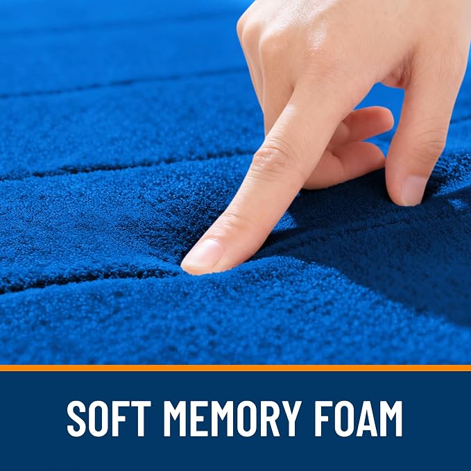 OLANLY Memory Foam Bath Mat 35x24, Super Soft and Absorbent Bathroom Rugs | Royal Blue, Quick Dry Bath Rug, Machine Washable Shower Floor Mats, Bathmat Carpet for Bathroom Floor, Tub and Shower