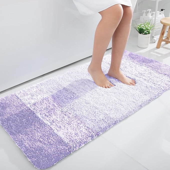 OLANLY Large Bathroom Rugs 50x30, Extra Soft Absorbent Microfiber Bath Rugs | Light Purple, Non-Slip Quick-Drying Rubber Backing, Washable Plush Bath Mat for Floor, Tub and Shower, Home Decor Accessories