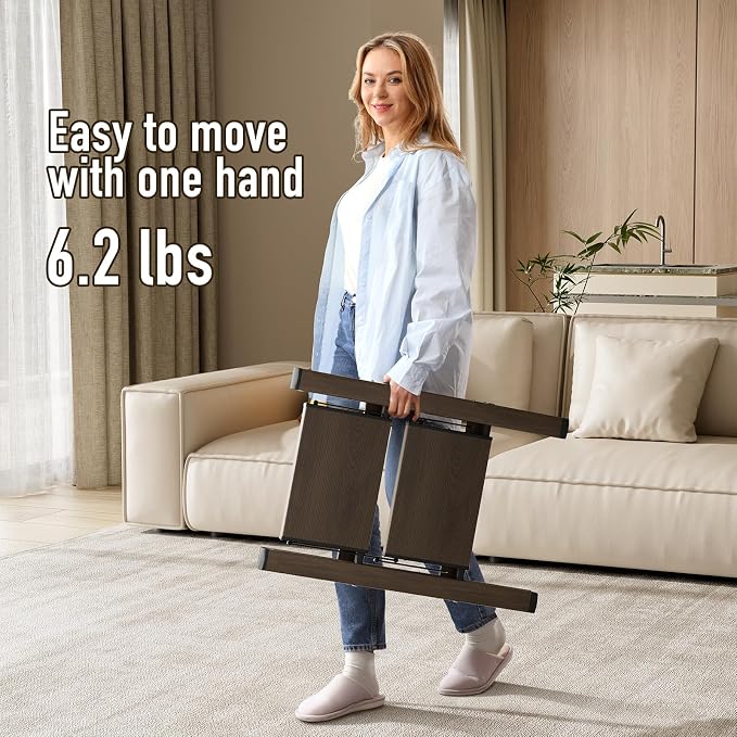 Mayi Plus 2 Step Stool Foldable, Aluminum, Lightweight Step Ladder | Extra-wide anti-slip folding steps with 330 lbs, for home,kitchen,office,outdoor,Walnut