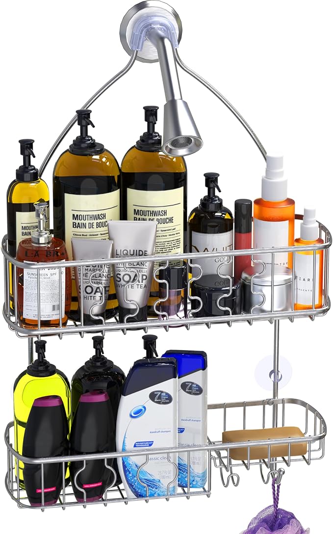 Simple Houseware Stainless Steel Hanging Shower Head Caddy Organizer | (26 x 16 x 5.5 inches)