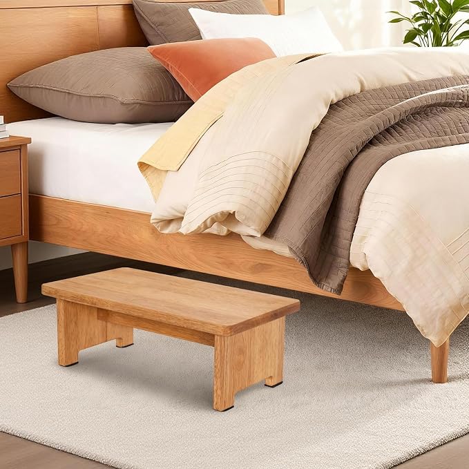 Wooden Step Stool Step Stool for Adults Heavy Duty Stepping Stool for Bedroom, Garden, Bathroom Easy to Assemble 5.9" High