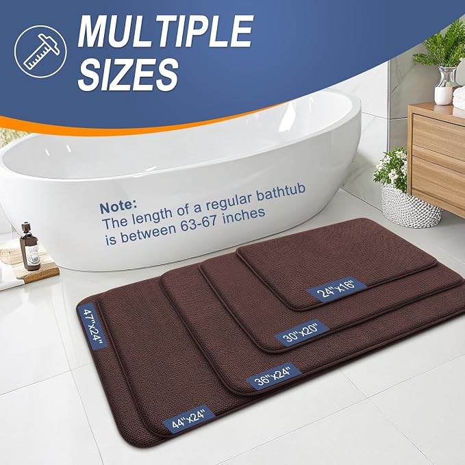 OLANLY Memory Foam Large Bathroom Rugs 47x32, Absorbent Bath Mat, Brown | Soft Quick Dry Bath Rugs, Non-Slip Carpet, Machine Washable Mat for Bathroom Floor, Tub and Shower, Home Decor Accessories