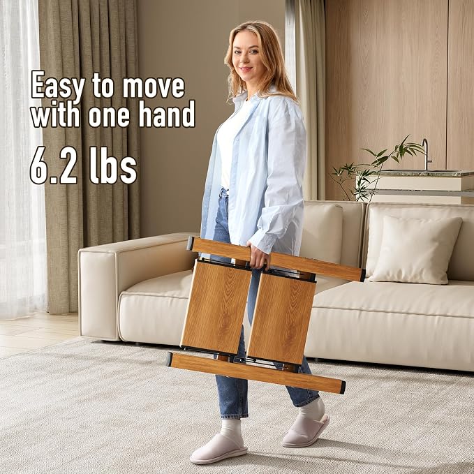 Mayi Plus 2 Step Stool Foldable, Aluminum, Lightweight Step Ladder | Extra-wide anti-slip folding steps with 330 lbs, for home,kitchen,office,outdoor,Woodgrain
