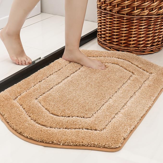 COSY HOMEER Non-Slip Bath Mat Extra Thick Absorbent Plush Washable | 17"x27" Beige Non-Slip Extra Thick Plush Absorbent Machine Washable Bath Mat Bathroom Rug Floor Tub Shower
