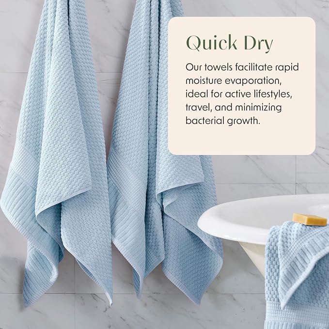 6 Pack 100% Cotton Hand Towels | Blue Towels | Oeko‑TEX Standard 100 | Soft & Absorbent, Quick‑Dry | Trinity Collection - Chambray Blue