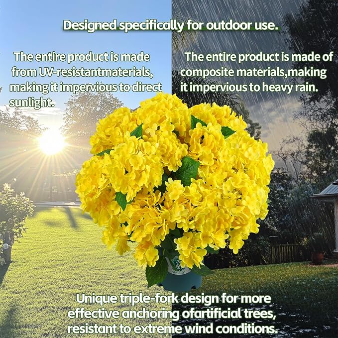 Artificial Hydrangea Bush – 20 Inch Potted Faux Hydrangea Plant, UV Resistant Outdoor Hydrangea Artificial Plants for Front Porch, Garden, Patio & Indoor Decor