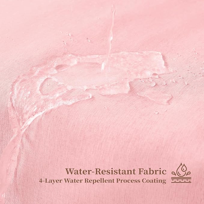 72x90 Boho Scalloped Linen Textured Cloth Shower Curtain Set, Pink | Long Size, 230GSM Waterproof Polyester, Heavy Duty Fabric, 12 Plastic Hooks, Elegant Modern Farmhouse Style, Machine Washable